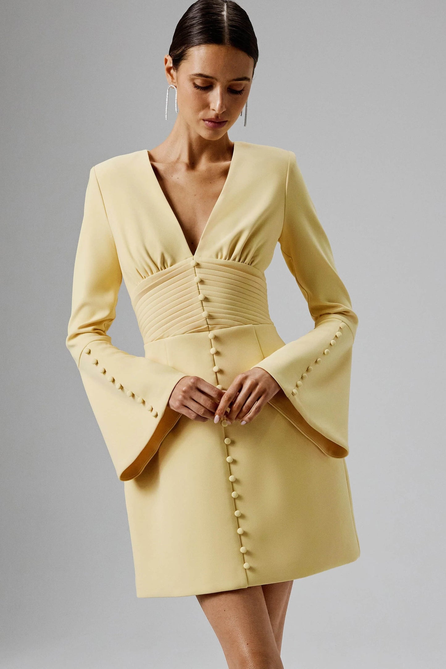 Ruffle Sleeve Button Mini Dress