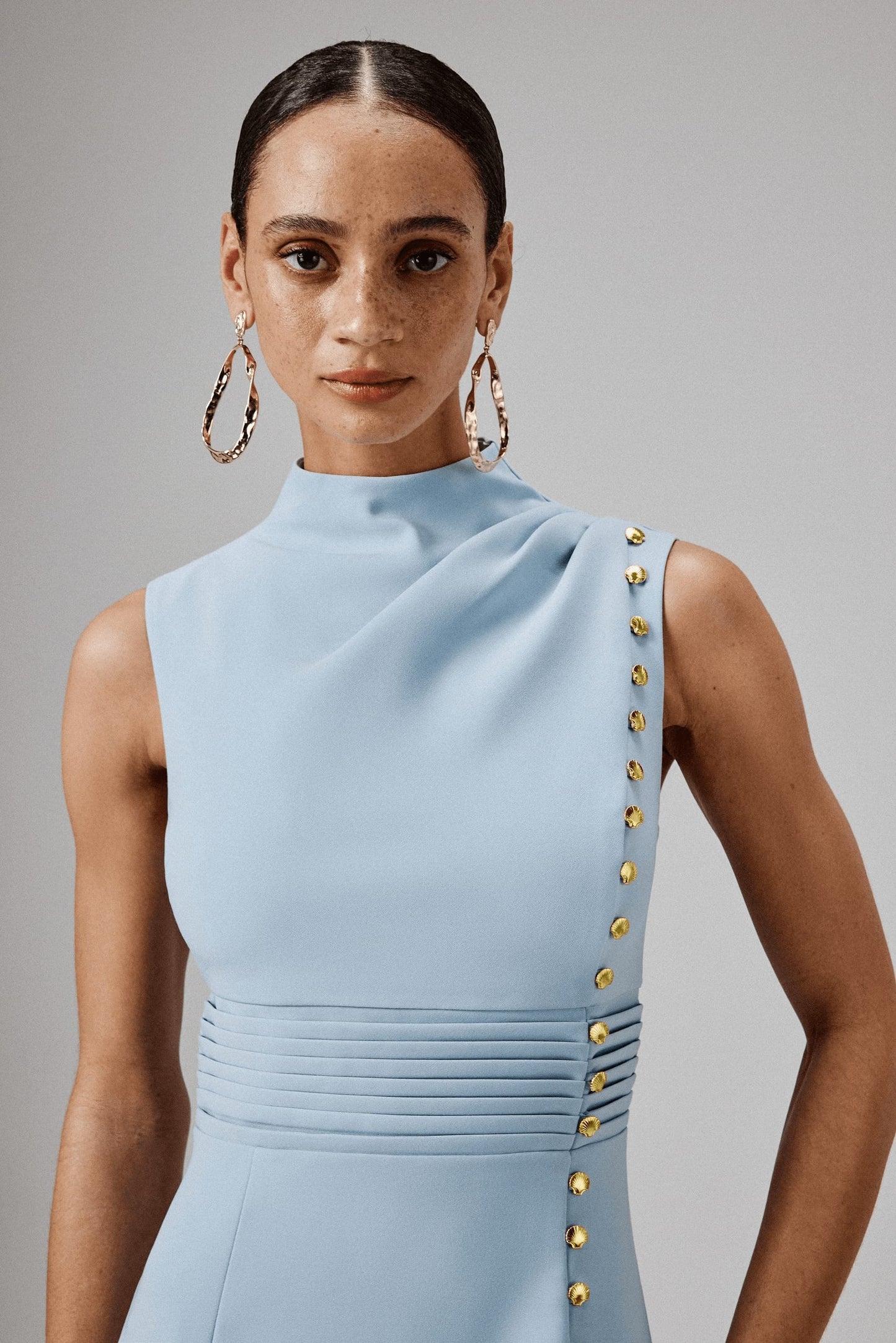 High Neck Midi Dress