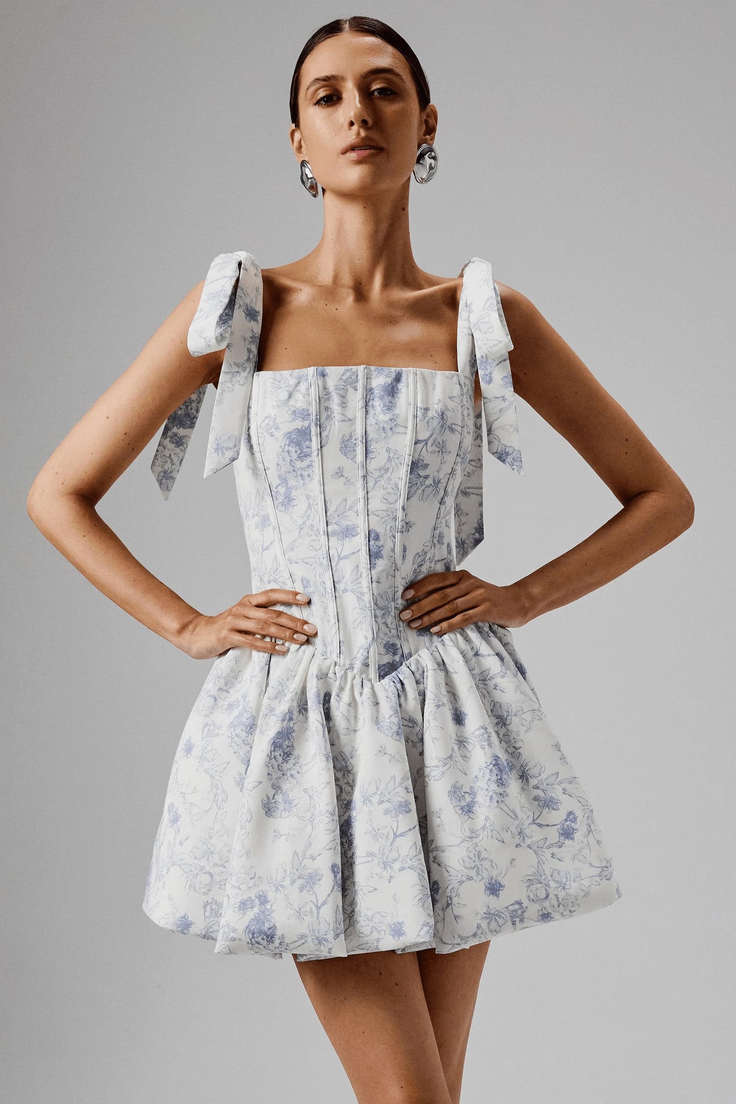 Tie Shoulder Bubble Hem Mini Dress