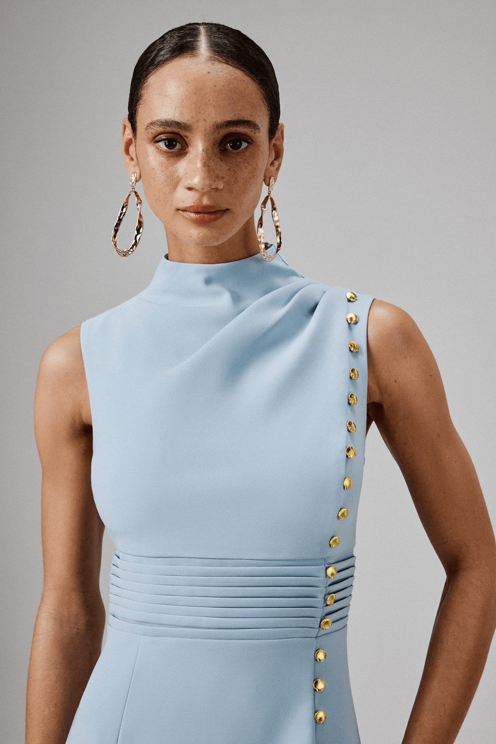 High Neck Midi Dress