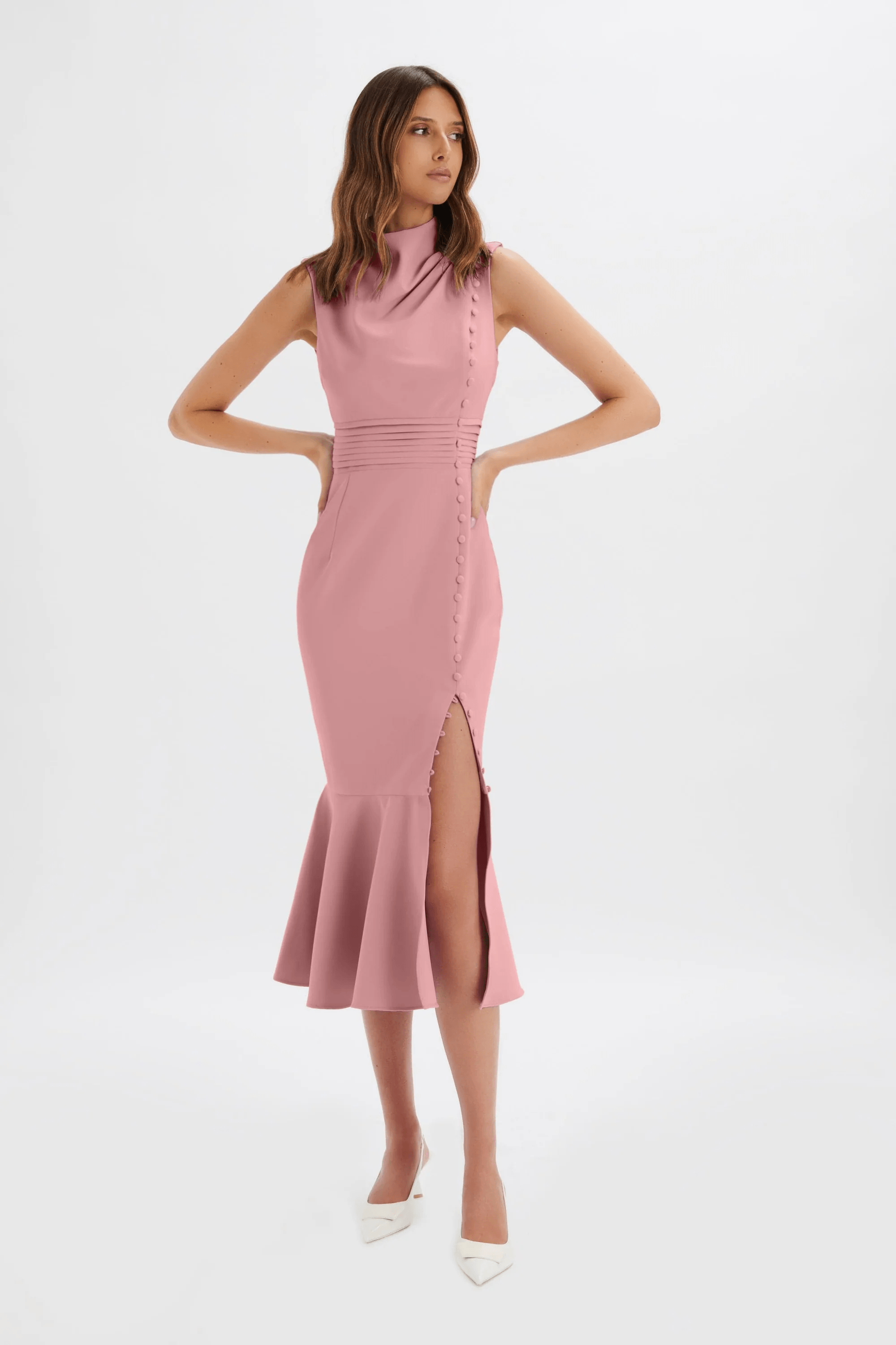 High Neck Midi Dress
