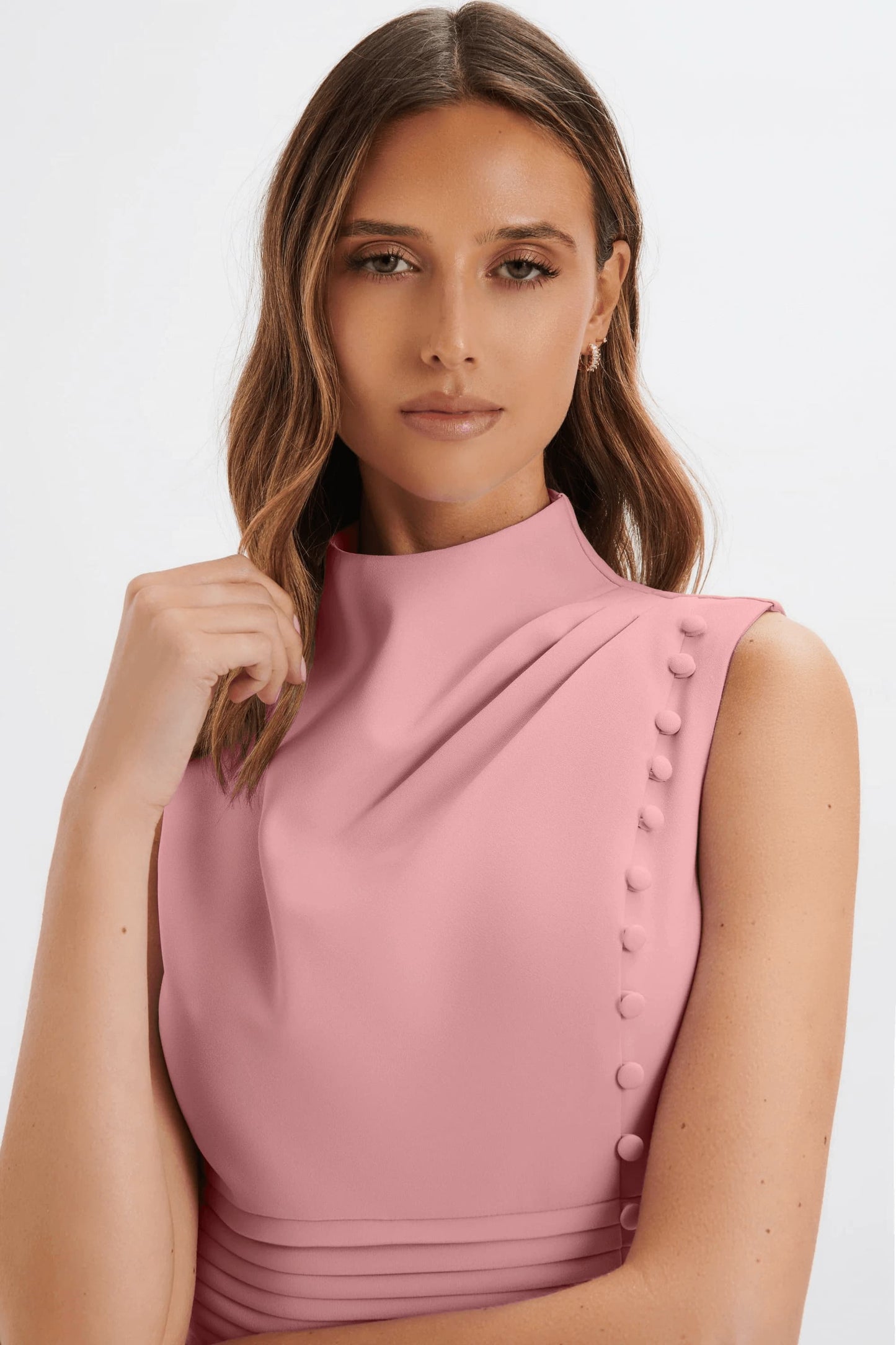 High Neck Midi Dress